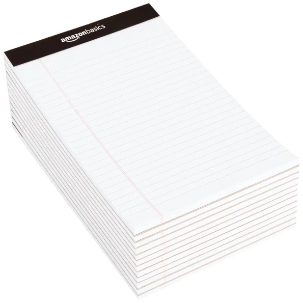 Narrow ruled white note pads for writing