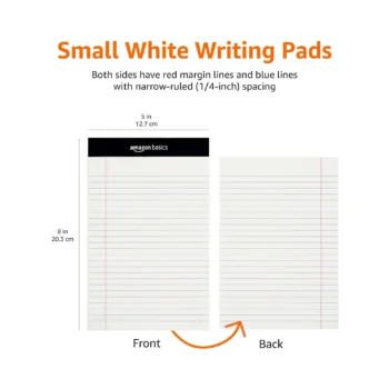 Narrow ruled white note pads for writing