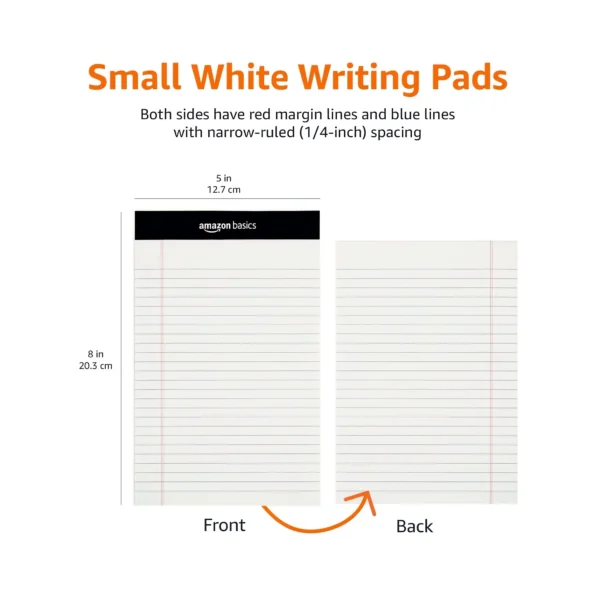 Narrow ruled white note pads for writing