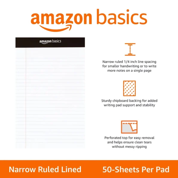 Narrow ruled white note pads for writing