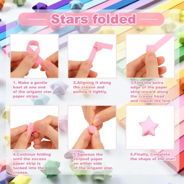 Origami star paper strips for crafts