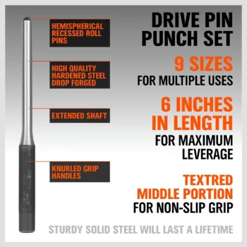 Roll pin punch set