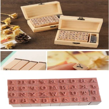 Small wooden rubber stamps set