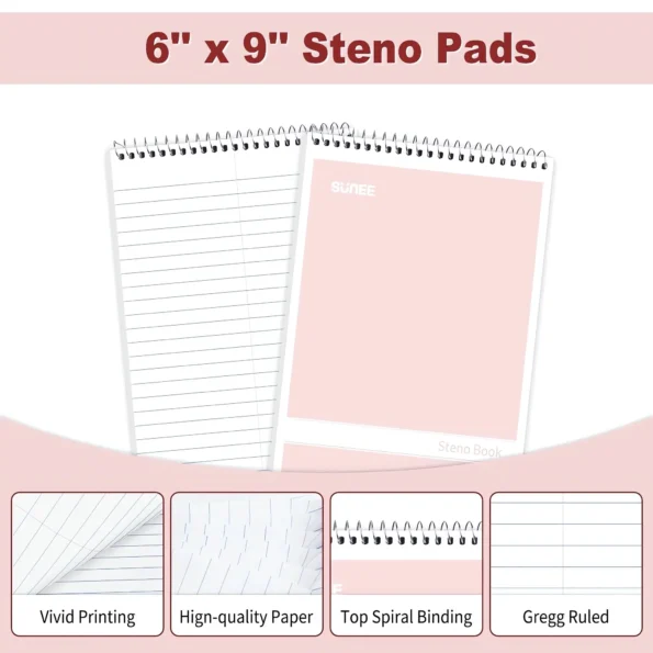 Spiral steno pads top bound notebooks