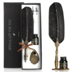 Vintage feather pen and ink set