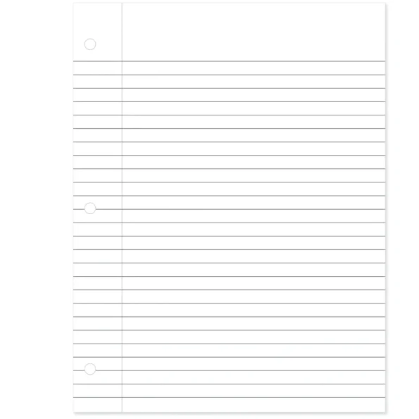 Wide ruled loose leaf notebook paper