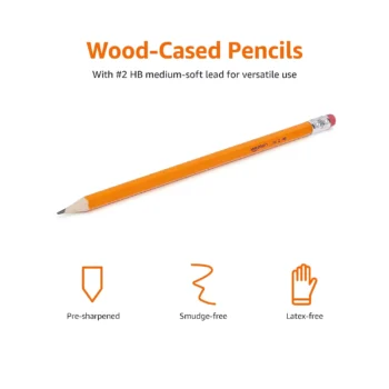 Woodcased pencils with erasers HB lead