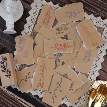 Wooden rubber stamp set for crafts