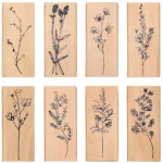 Wooden rubber stamp set for crafts