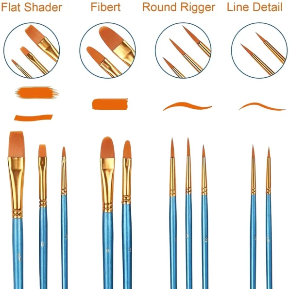 acrylic paint brush set for artists and beginners