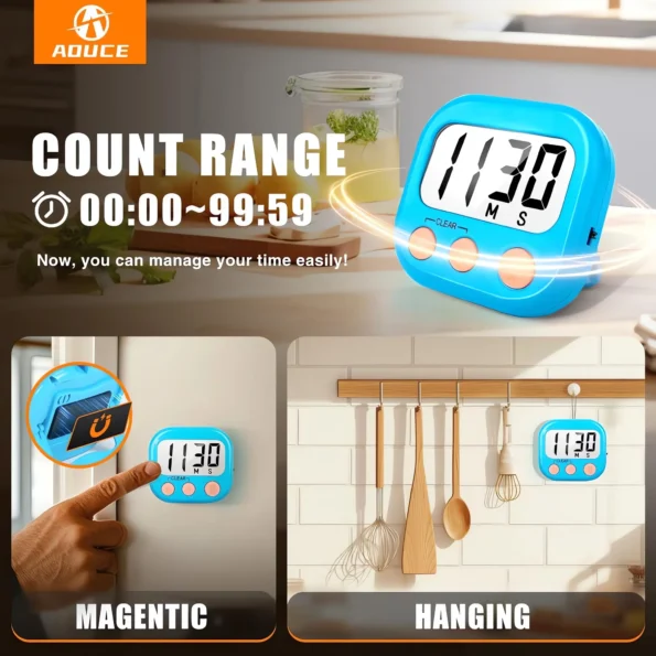 digital kitchen timer with magnetic backing