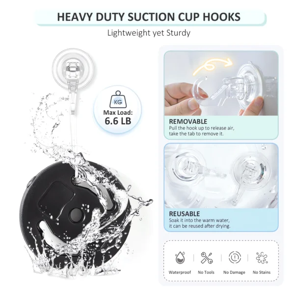 048-Clear Heavy Duty Suction Cup Hooks for Shower