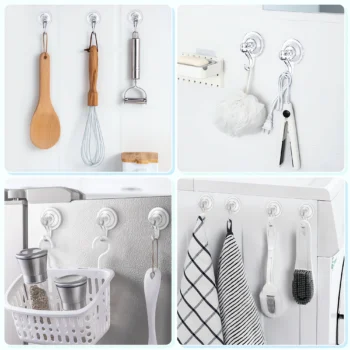 048-Clear Heavy Duty Suction Cup Hooks for Shower