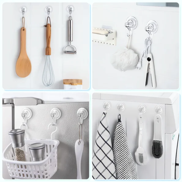 048-Clear Heavy Duty Suction Cup Hooks for Shower