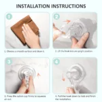 048-Clear Heavy Duty Suction Cup Hooks for Shower