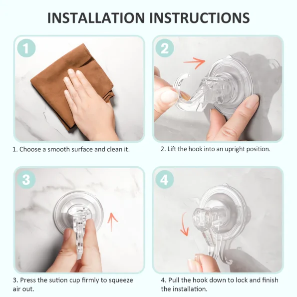 048-Clear Heavy Duty Suction Cup Hooks for Shower