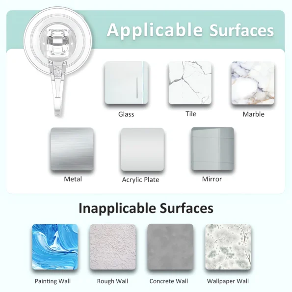 048-Clear Heavy Duty Suction Cup Hooks for Shower