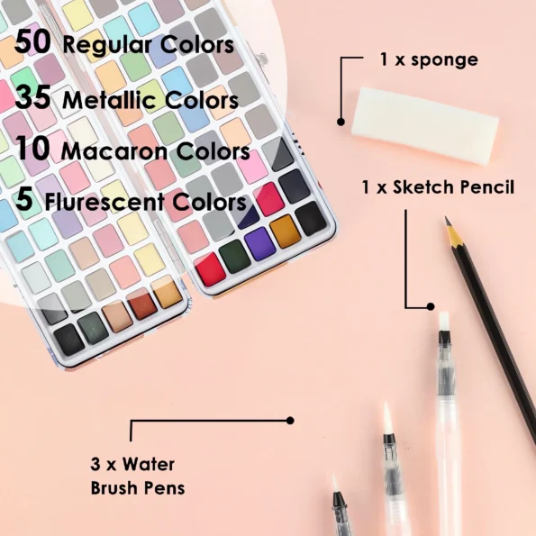 064-Watercolor Paint Set with Brushes and Accessories