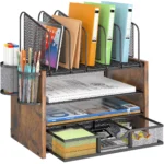 081-wooden mesh desk organizer-SKU