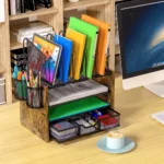 081-wooden mesh desk organizer-SKU- (2)