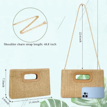 087-straw clutch handbag for women-