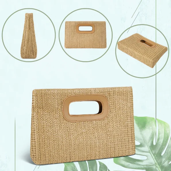 087-straw clutch handbag for women-