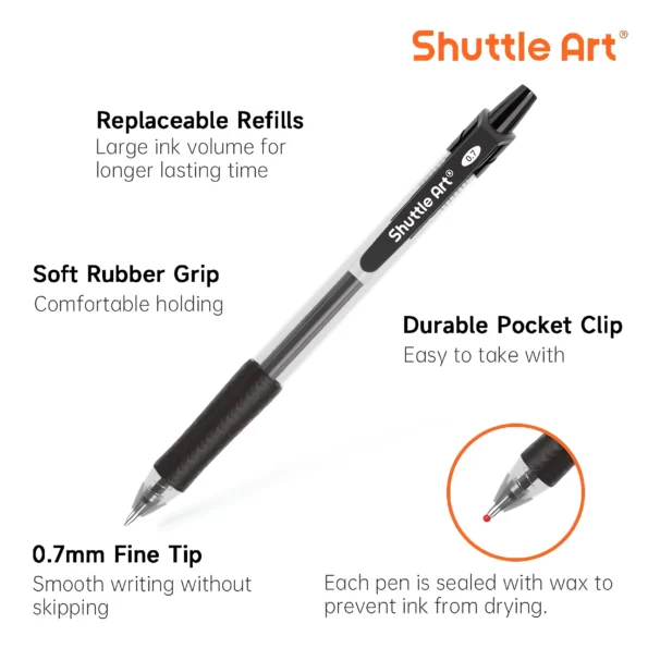 094-black gel ink pens retractable smooth writing-