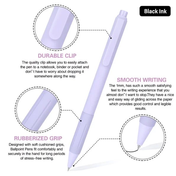 095-Pastel Ballpoint Pens Black Ink Set
