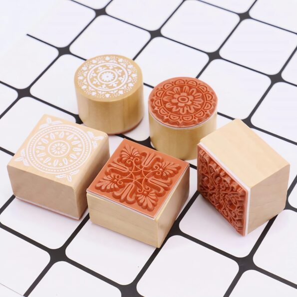 151-wooden floral rubber stamps