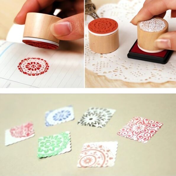 151-wooden floral rubber stamps