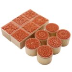 151-wooden floral rubber stamps