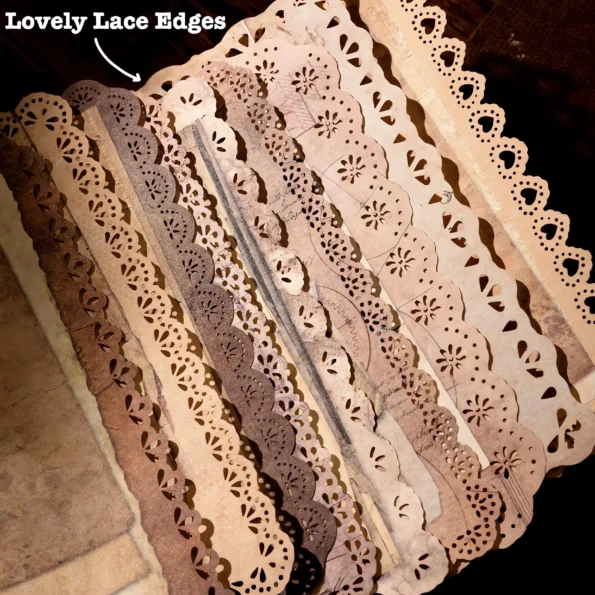 163-Vintage Lace Edged Scrapbook Paper Set