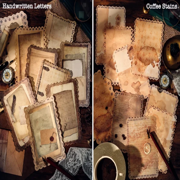 163-Vintage Lace Edged Scrapbook Paper Set