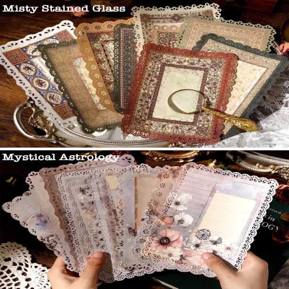 163-Vintage Lace Edged Scrapbook Paper Set
