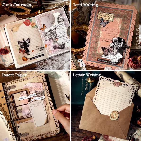 163-Vintage Lace Edged Scrapbook Paper Set