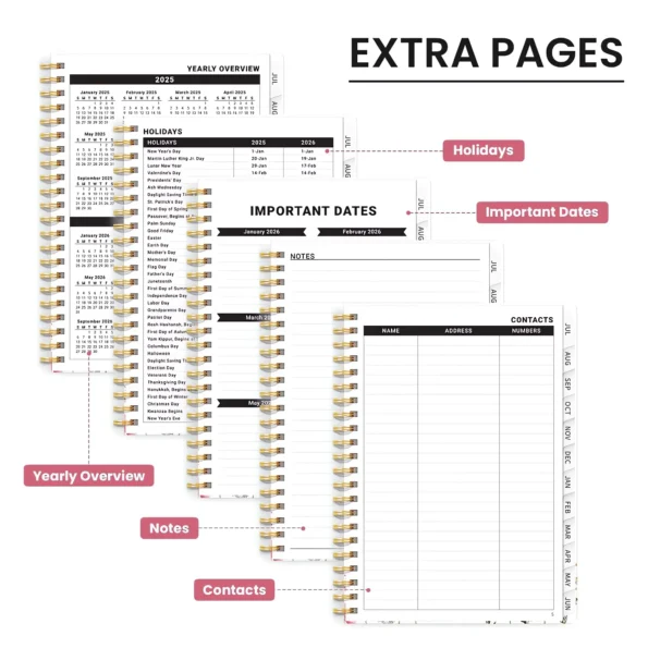 Academic year monthly and weekly calendar planner