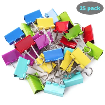Colored binder clips for office and school use
