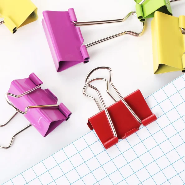 Colored binder clips for office and school use