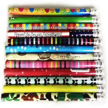 Colorful pencils with erasers for kids and school
