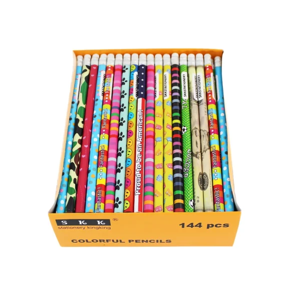 Colorful pencils with erasers for kids and school