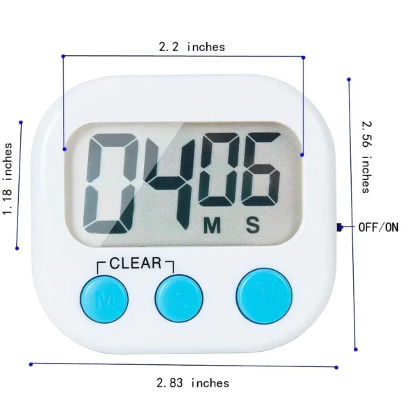 Digital kitchen timer magnetic back