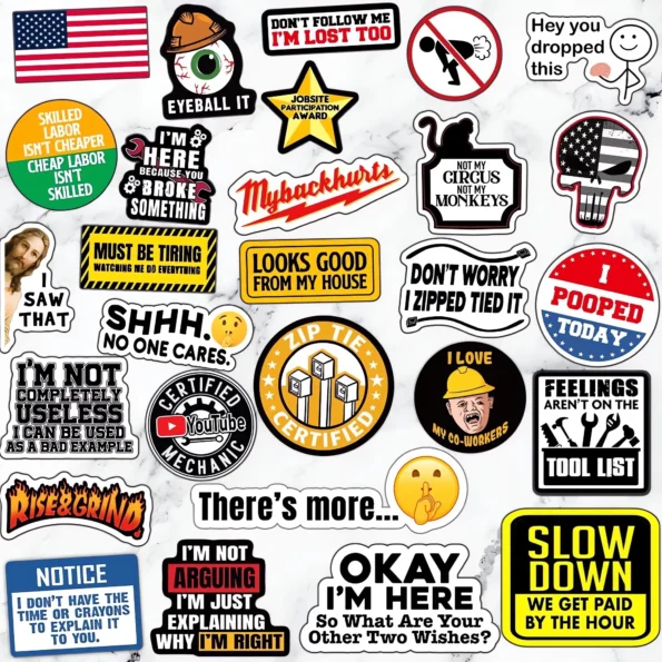 Funny hard hat stickers for adults