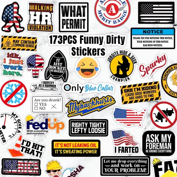 Funny hard hat stickers for adults