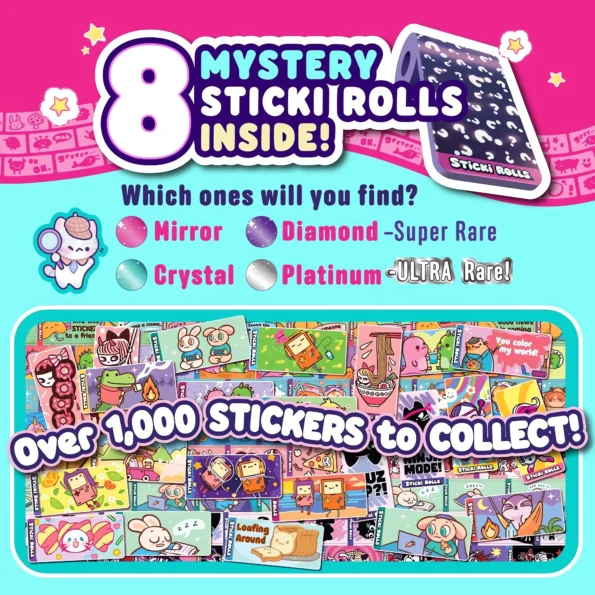 Kawaii holographic mini stickers roll set