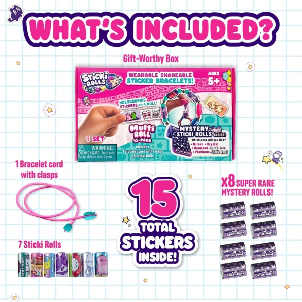 Kawaii holographic mini stickers roll set