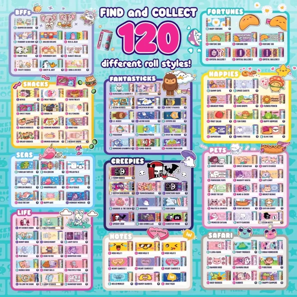 Kawaii holographic mini stickers roll set