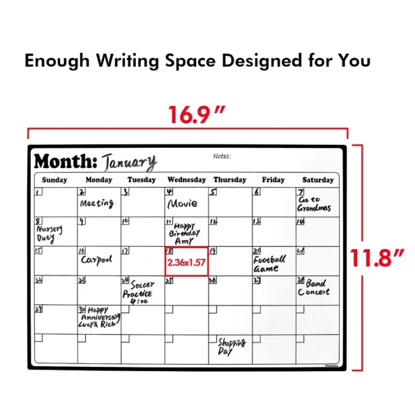 Magnetic dry erase calendar for fridge