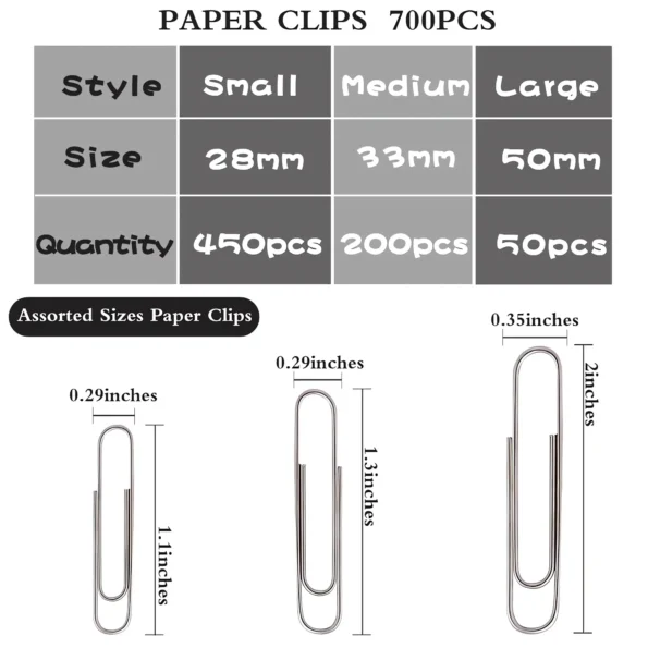 Paper clips assorted sizes