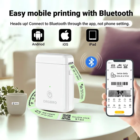 Portable bluetooth label maker