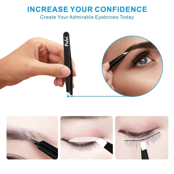 Professional Stainless Steel Eyebrow Tweezers Set